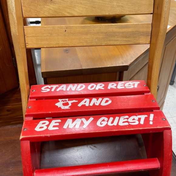 Red Wooden Chair with White Text - Picture 5 of 5
